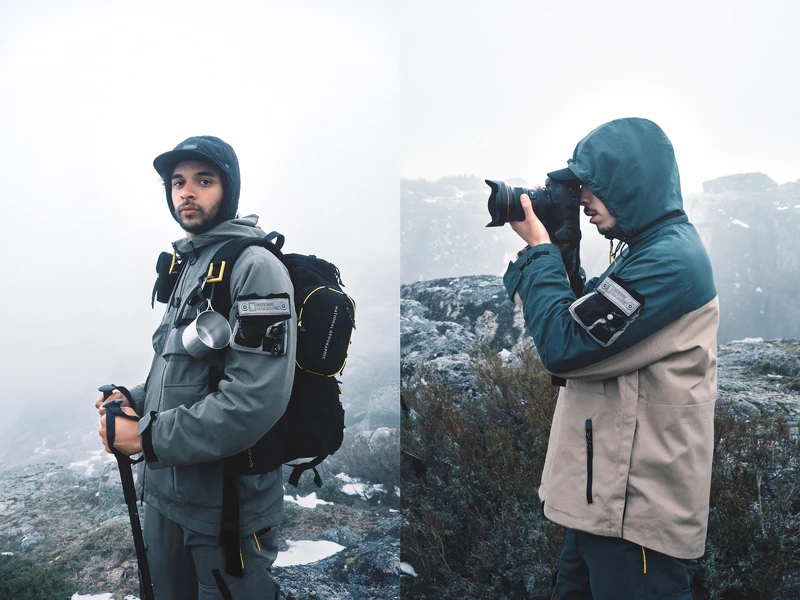 Filmmaker Hilly BLOCK POCKET JACKET 外套，建議售價NT9,880、多功能後背包，建議售價NT11,680。Filmmaker Hilly外套，建議售價NT16,480。