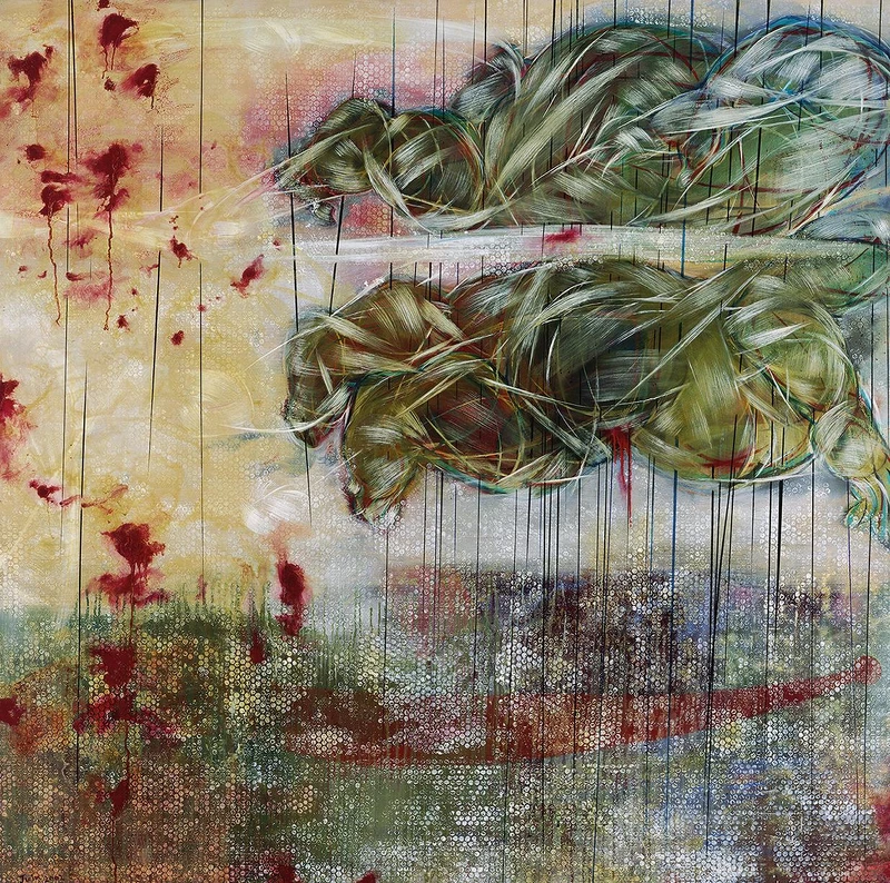 謝鴻均，《游》，2022，油彩、畫布，172.5 × 173公分。臺北市立美術館典藏。