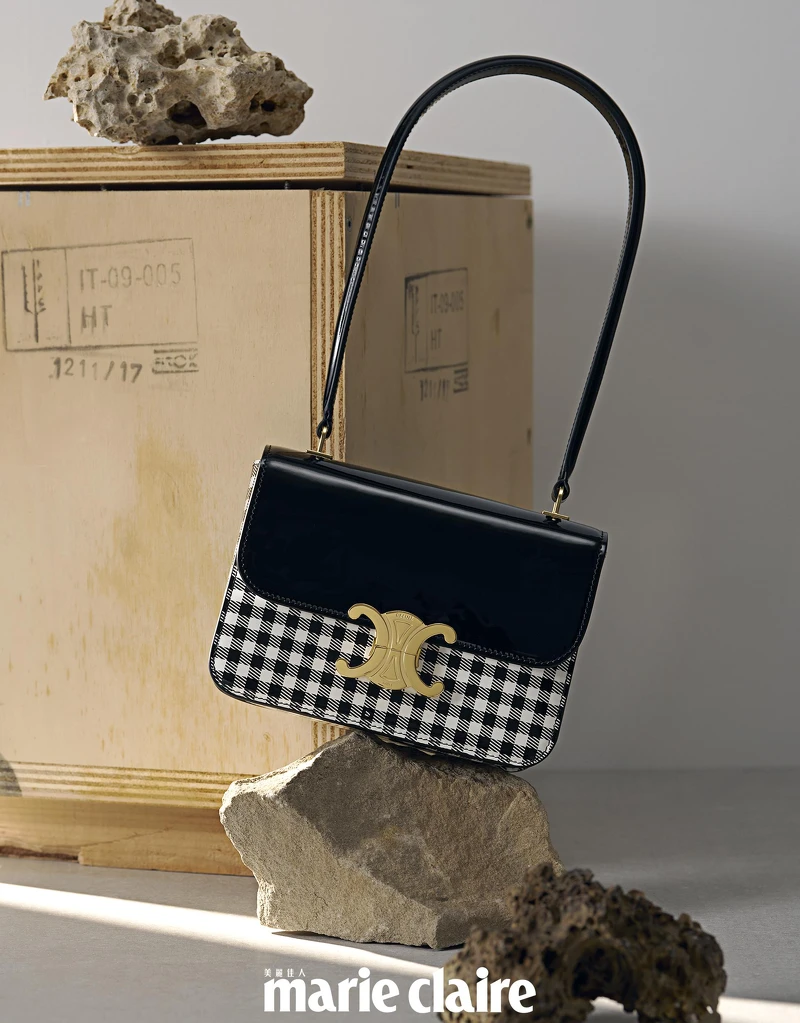 Teen Garance Vichy 印花漆面牛皮革手袋，Celine by Hedi Slimane。