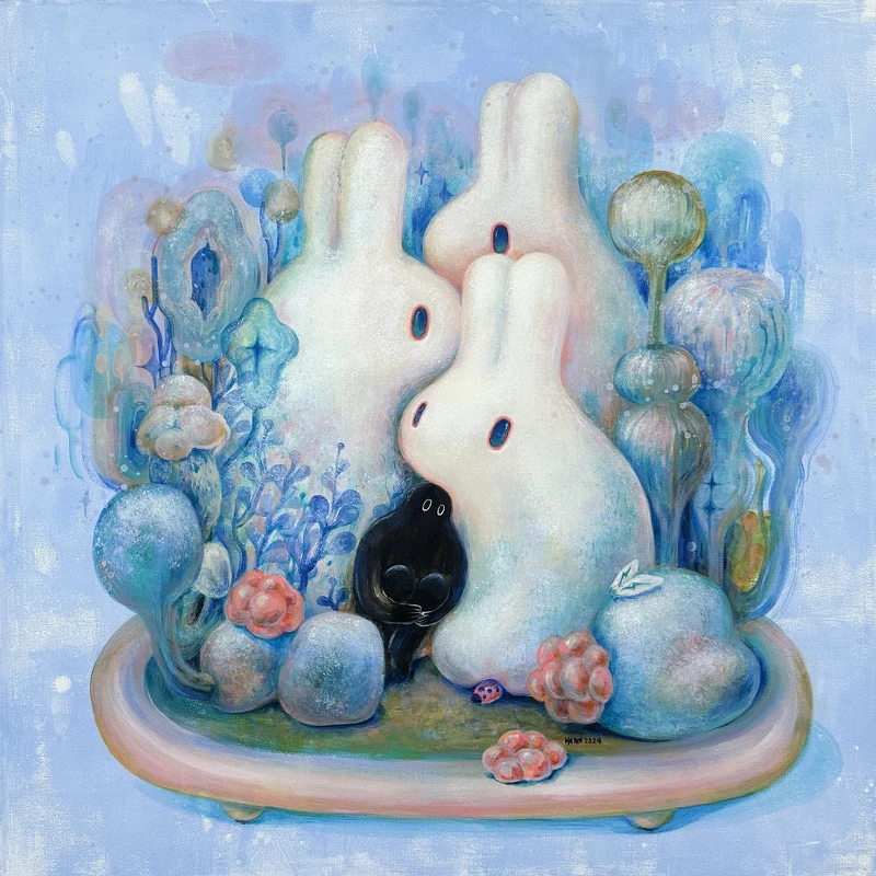 BUNNY BONSAI no.3｜壓克力顏料、畫布｜60X60cm｜2024