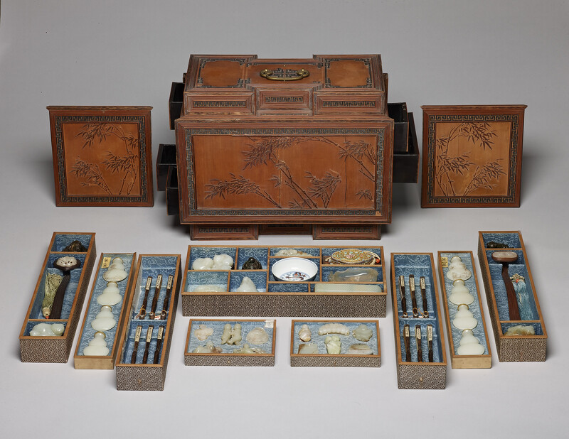 竹黃貼花百什件,清 (1644–1911年)國立故宮博物院。 竹黃貼花百什件,清 (1644–1911年)國立故宮博物院。