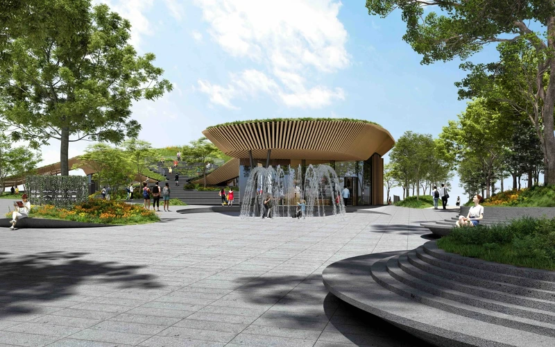 美術館的建築採用鋼構,較傳統混凝土更輕盈且柔韌,減少碳排放。 美術館的建築採用鋼構,較傳統混凝土更輕盈且柔韌,減少碳排放。