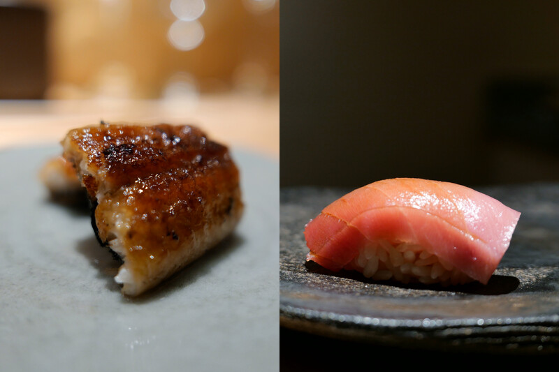 烤鰻魚與中腹。 烤鰻魚與中腹。