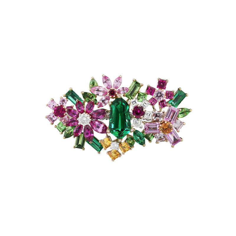 Diorigami Fleurs祖母綠雙指戒