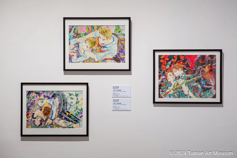 笠井亞由美為竹書房《麗人》雙月刊繪製的封面原畫,道出90年代BL主題已茁壯成型。(南美館提供) 笠井亞由美為竹書房《麗人》雙月刊繪製的封面原畫,道出90年代BL主題已茁壯成型。(南美館提供)