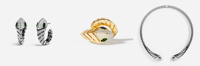 左：HIVER KAA耳環NT5,700，中：HIVER KAA戒指NT4,500，右：HIVER KAA纏繞式項圈NT14,500 