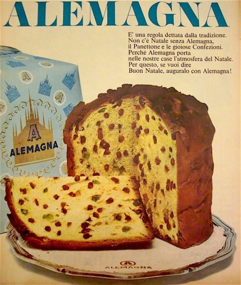 義大利生產商 Alemagna 早期的「Panettone」廣告。