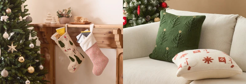 奧可利毛線針織聖誕襪(紅白),NT499;奧可利刺繡聖誕襪(白雪秘境),NT599;奧可利針織抱枕套50x50cm(星星樹林/紅帽雪人),NT699。 奧可利毛線針織聖誕襪(紅白),NT499;奧可利刺繡聖誕襪(白雪秘境),NT599;奧可利針織抱枕套50x50cm(星星樹林/紅帽雪人),NT699。