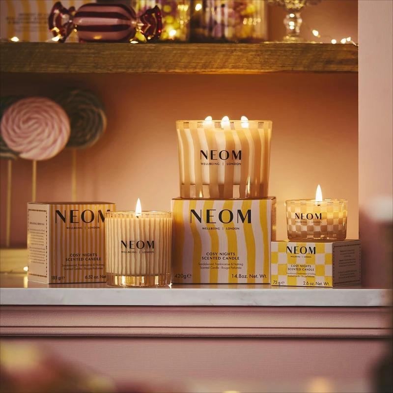 NEOM 2024聖誕限定蠟燭-凜冬聖檀 Cosy Nights 75g,NT1,100、185g,NT1,800、420g,NT2,300 NEOM 2024聖誕限定蠟燭-凜冬聖檀 Cosy Nights 75g,NT1,100、185g,NT1,800、420g,NT2,300