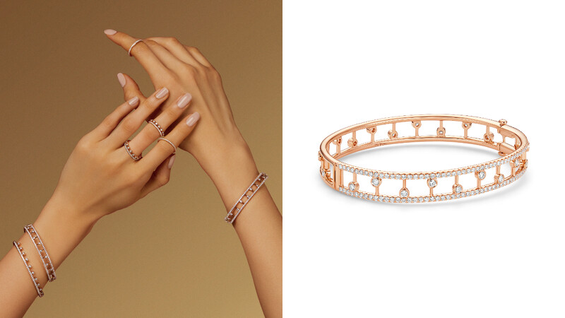 De Beers Dewdrop系列鑽石手環（共有18K玫瑰金、白金、黃金三色可選） – 訂價約 NTD$ 427,000