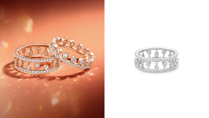 De Beers Dewdrop系列鑽石戒指（共有18K玫瑰金、白金、黃金三色可選） – NTD$ 182,000