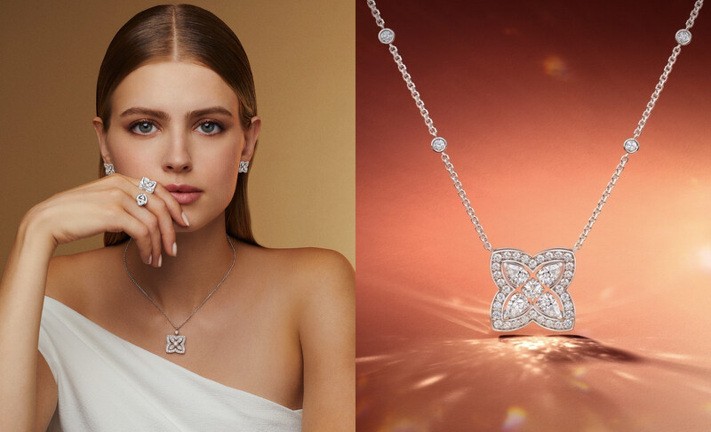 De Beers Enchanted Lotus系列18K白金鑽石吊墜項鍊（多款尺寸可選）- 訂價自 NTD$ 79,000 起