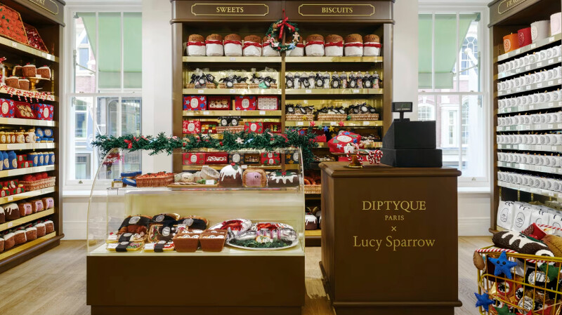Lucy Sparrow精心打造的節日雜貨店(Photo/Diptyque香港官網)。