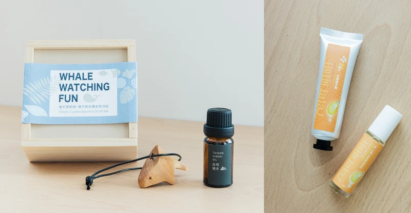 左:原木文創_檜來賞鯨趣精油組$580、右:囍感生活_金棗護手霜$199、金棗精油滾珠瓶$480,攝影:Jimmy Yang。 左:原木文創_檜來賞鯨趣精油組$580、右:囍感生活_金棗護手霜$199、金棗精油滾珠瓶$480,攝影:Jimmy Yang。