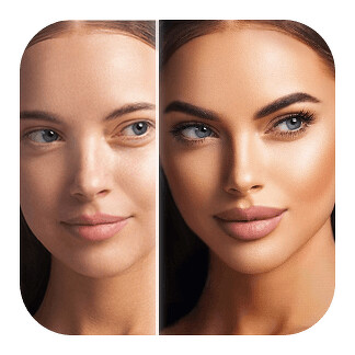 使用了「超模臉」Bold Glamour濾鏡的效果