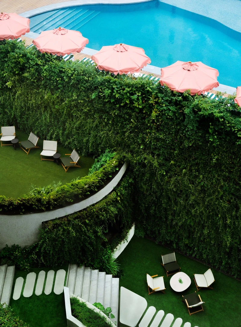 俯瞰戶外花園。 俯瞰戶外花園。