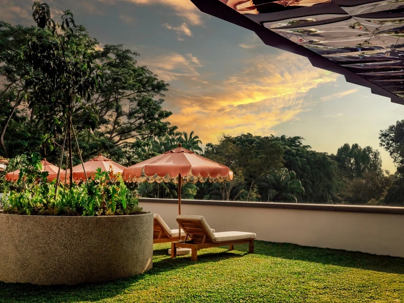 躺椅區外還有運動角落。 躺椅區外還有運動角落。