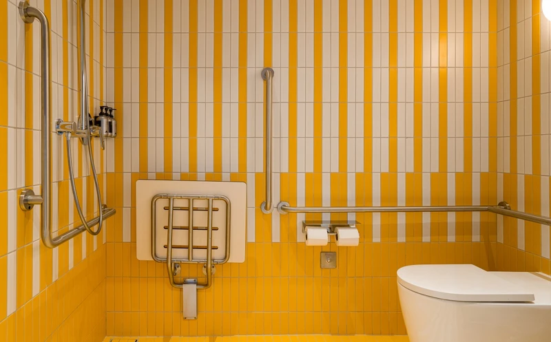 「無障礙空間單人房」衛浴。 「無障礙空間單人房」衛浴。