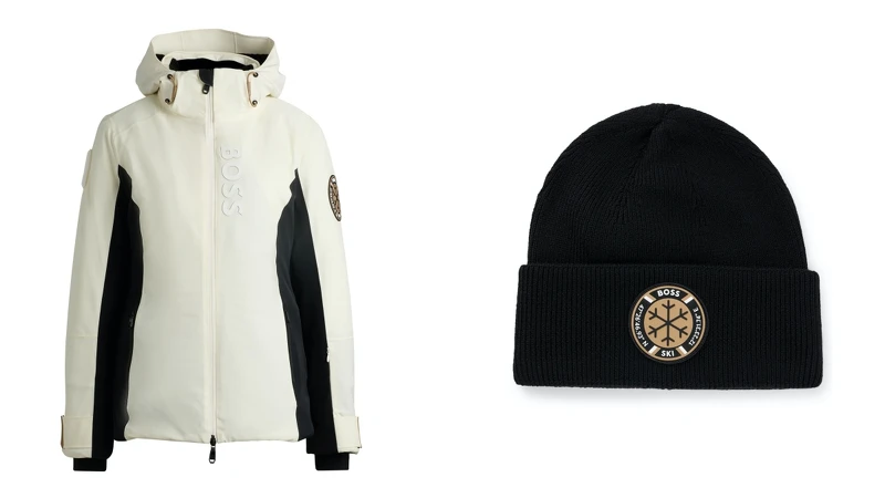 BOSS SKI 白色滑雪外套 NT48400、BOSS SKI 黑色毛帽 NT4400