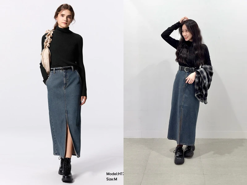 GU內刷毛牛仔裙,NT$990。 GU內刷毛牛仔裙,NT$990。