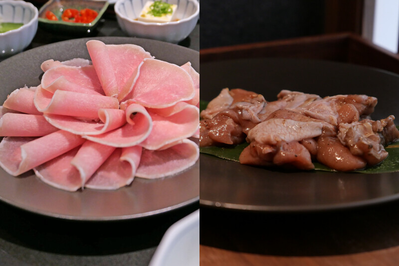 「東寶黑豬里肌」與「紅玉雞腿肉」。 「東寶黑豬里肌」與「紅玉雞腿肉」。