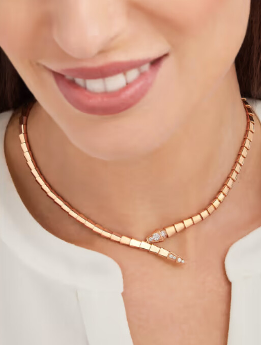 Bvlgari Serpenti Viper 18K玫瑰金項鍊鑲鑽 Bvlgari Serpenti Viper 18K玫瑰金項鍊鑲鑽