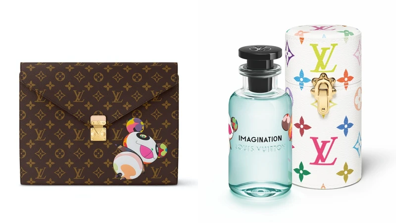 Louis Vuitton x Murakami Superflat 手拿文件夾 NT58,500、Louis Vuitton x Murakami 香水保護套 NT27,100