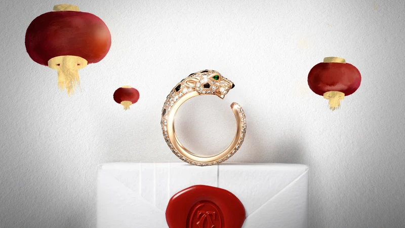 Panthère de Cartier美洲豹鑽戒。 Panthère de Cartier美洲豹鑽戒。