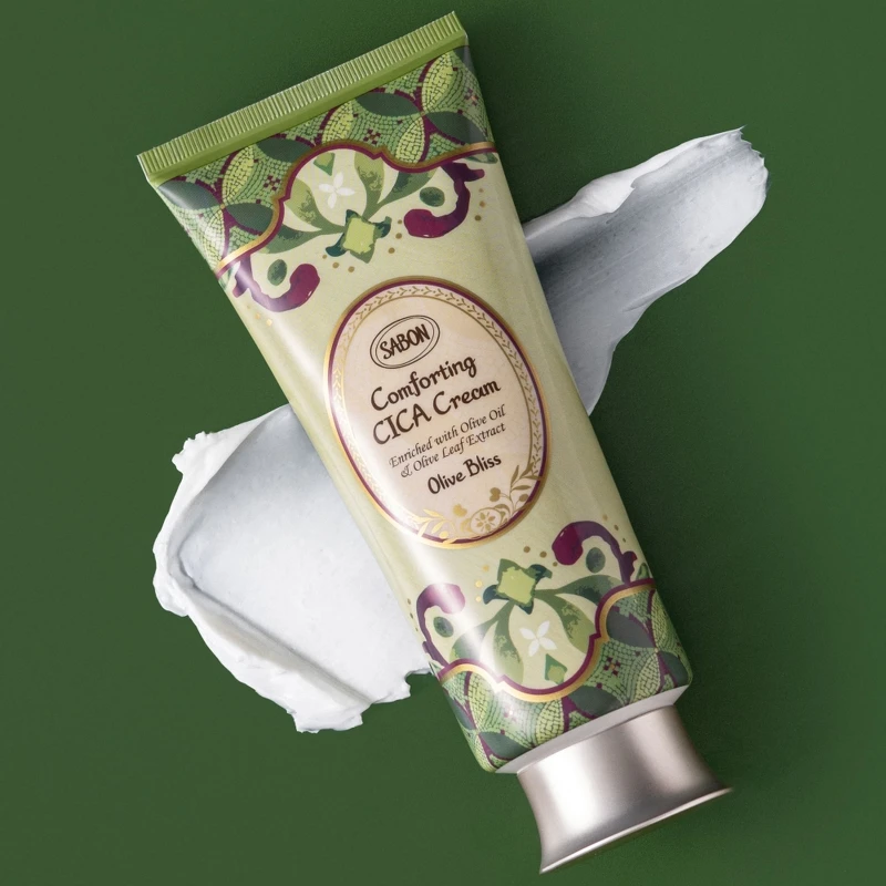 SABON盛宴橄欖積雪草修護霜情境圖。