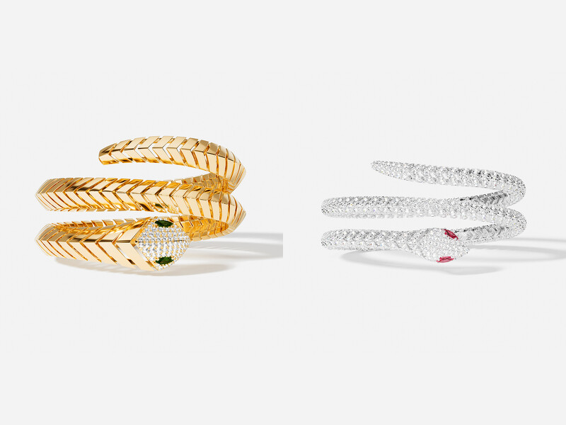 左 : Kaa雙層環繞式手鐲NT12,100；右 : Kaa雙層環繞式手鐲NT14,500