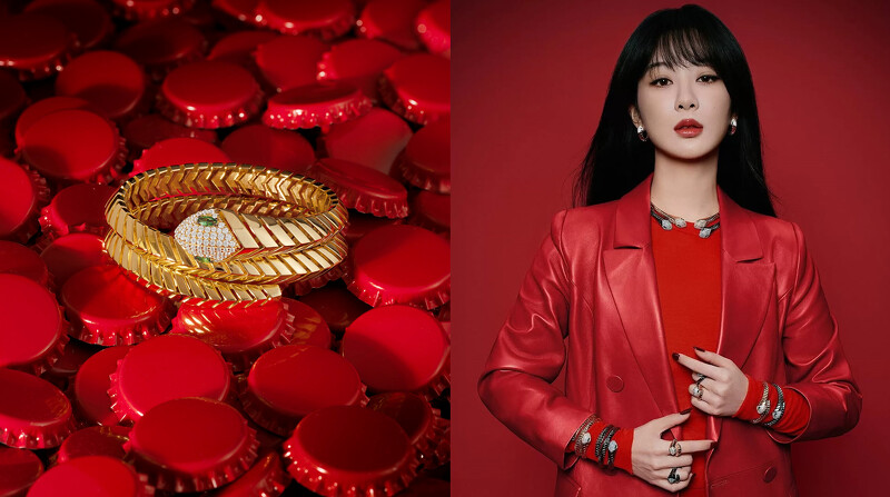 左 : Kaa雙層環繞式手鐲，右:全球品牌代言人楊紫