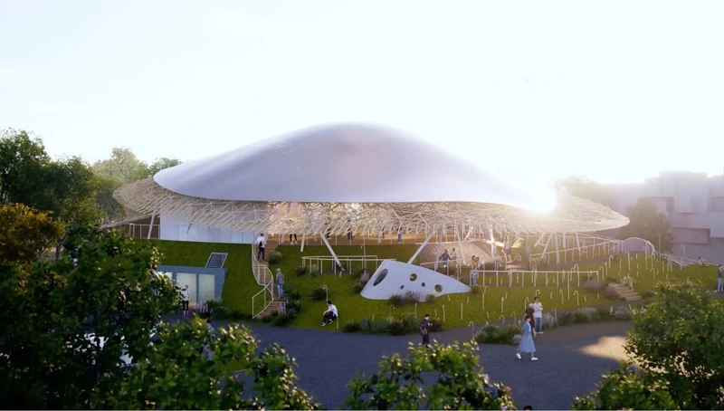 以象徵創造力的「創造之樹」為中心構築空間。 以象徵創造力的「創造之樹」為中心構築空間。