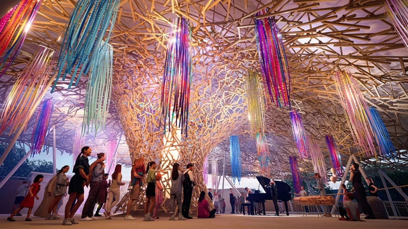 內部支撐結構則以「黏菌」為設計靈感。 內部支撐結構則以「黏菌」為設計靈感。