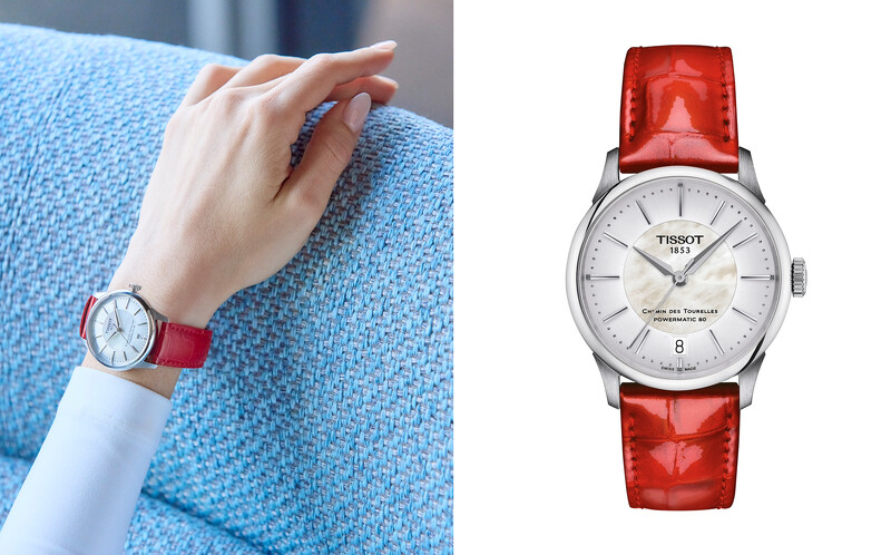 TISSOT杜魯爾系列自動上鍊腕錶(珍珠母貝面盤),動力儲存達80小時並搭配快拆錶帶,NT26,200。 TISSOT杜魯爾系列自動上鍊腕錶(珍珠母貝面盤),動力儲存達80小時並搭配快拆錶帶,NT26,200。