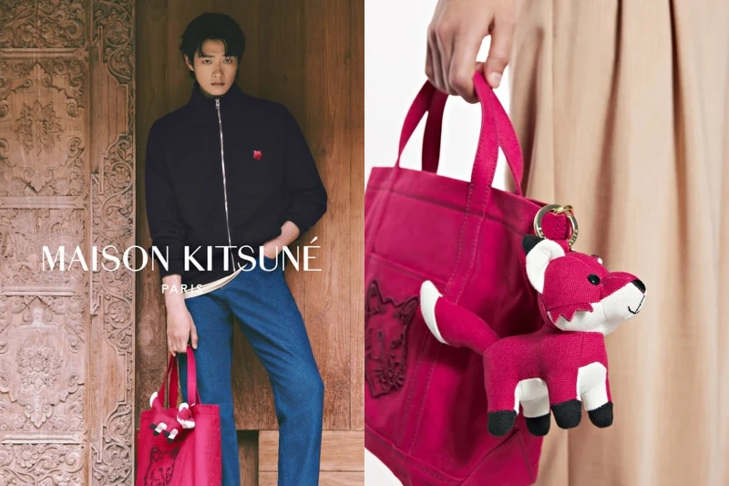 Maison Kitsuné 百香果殼紅狐狸頭托特包(小) NT.6100