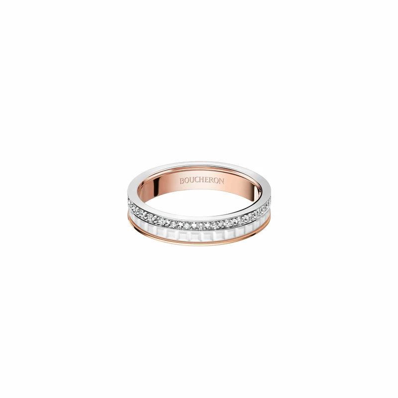 Boucheron珠寶年度熱賣 Quatre White系列戒指,白金和玫瑰金750材質、高精密白陶瓷鑲嵌鑽石 Boucheron珠寶年度熱賣 Quatre White系列戒指,白金和玫瑰金750材質、高精密白陶瓷鑲嵌鑽石