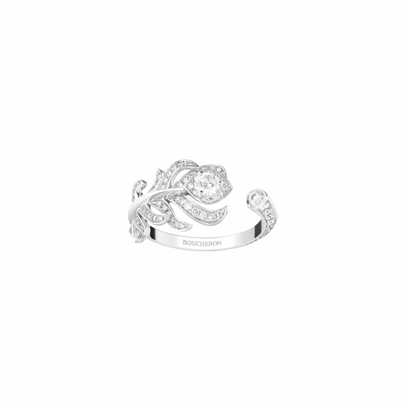 Boucheron珠寶年度熱賣 Plume de Paon系列戒指,白金750材質,鑲嵌鑽石 Boucheron珠寶年度熱賣 Plume de Paon系列戒指,白金750材質,鑲嵌鑽石