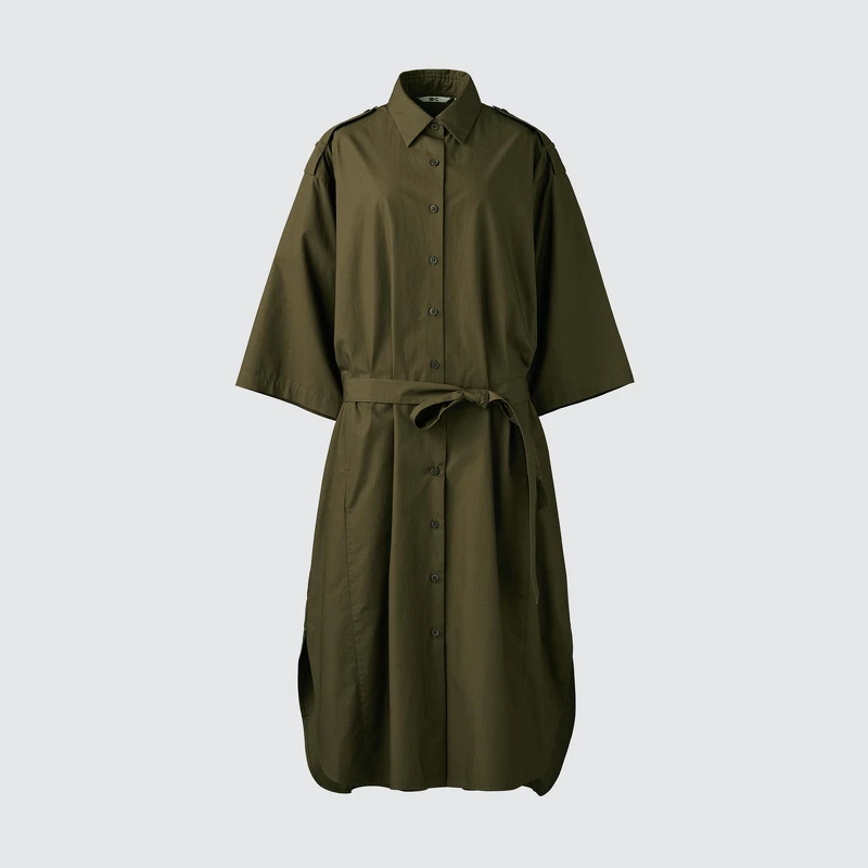 棉質寬版襯衫式洋裝,NT$1290。