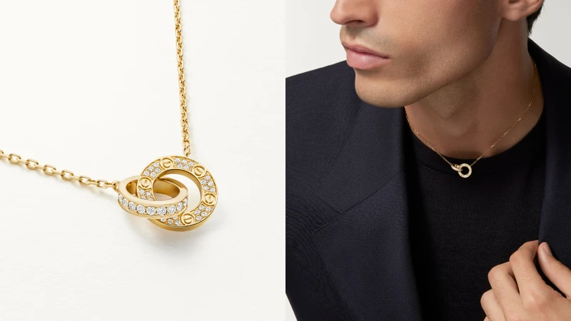 LOVE 18K金鑲鑽項鍊。