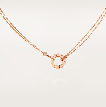 LOVE玫瑰金鑲鑽項鍊。