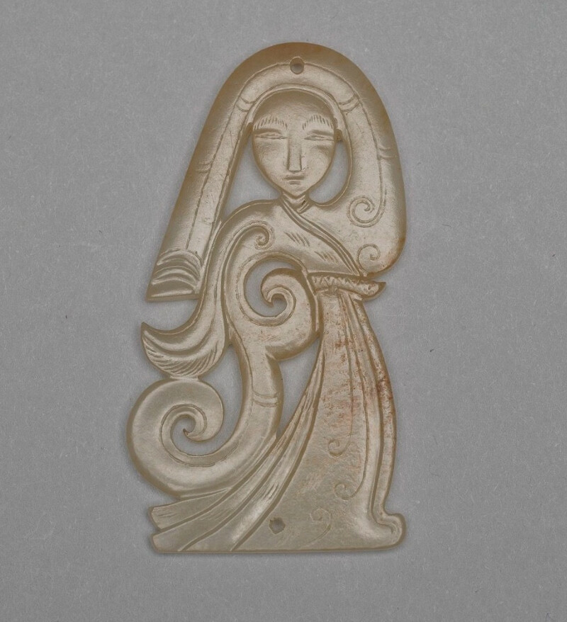 〈西漢早中期 玉舞人佩〉 Jade Dancer Pendant，圖片截自故宮官方臉書。