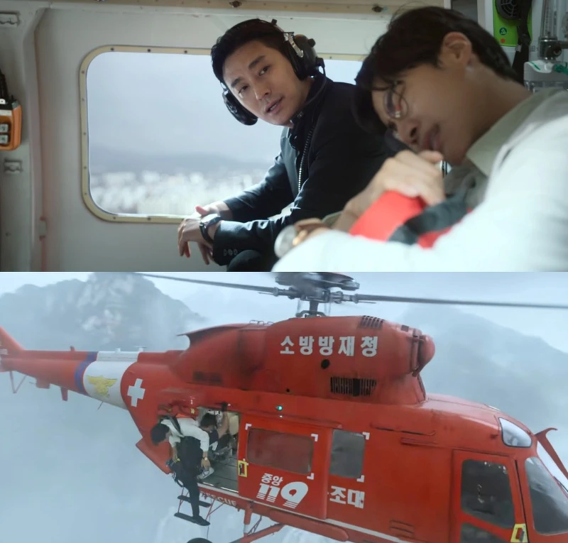 《外傷重症中心》從直升機扛人垂降畫面 超狂 Photo/ Netflix 《外傷重症中心》從直升機扛人垂降畫面 超狂 Photo/ Netflix