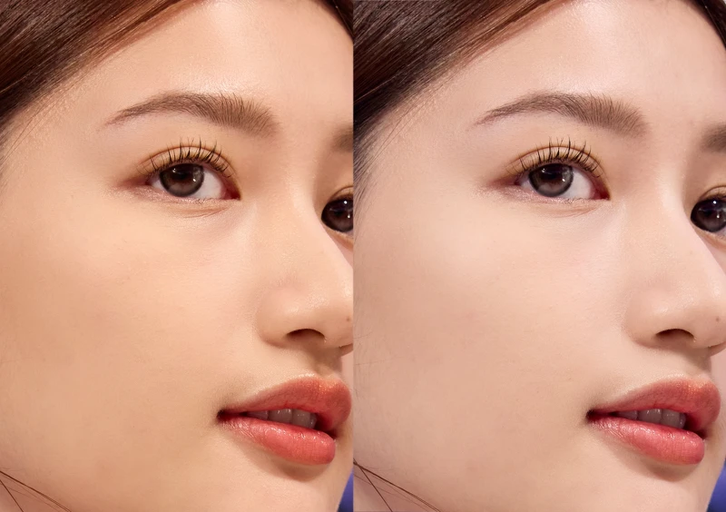 MAKE UP FOR EVER HD SKIN粉無痕光圈蜜粉餅(#0.2)使用前、後對比。 MAKE UP FOR EVER HD SKIN粉無痕光圈蜜粉餅(#0.2)使用前、後對比。