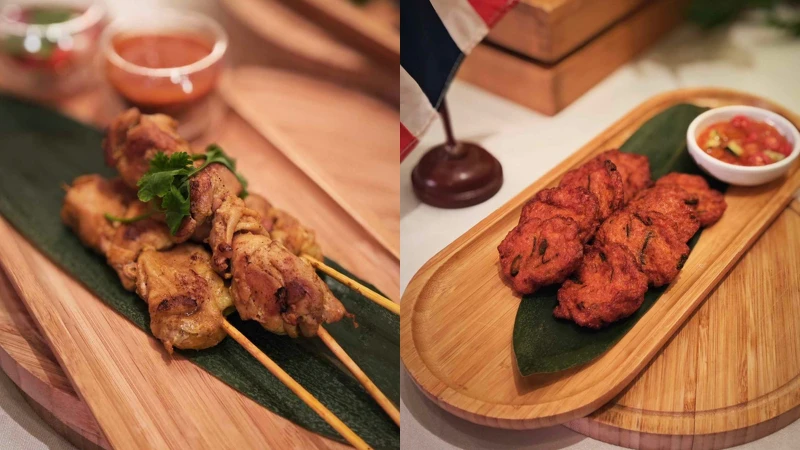 沙嗲雞肉串 、泰式炸魚餅