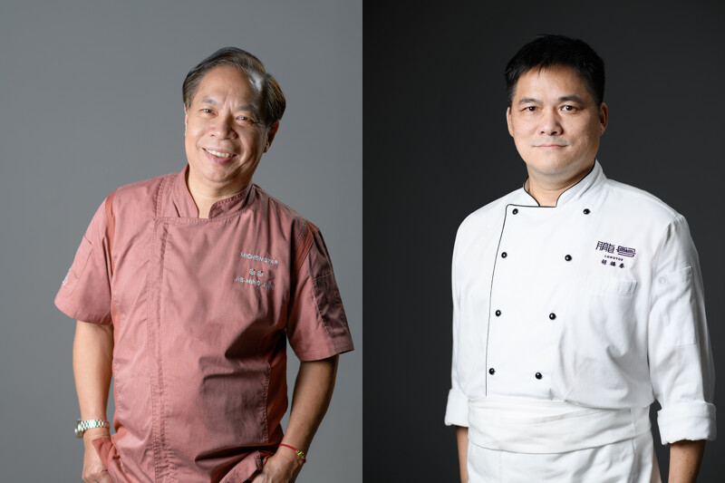 左為二星名廚簡捷明,右為行政主廚胡福春。 左為二星名廚簡捷明,右為行政主廚胡福春。