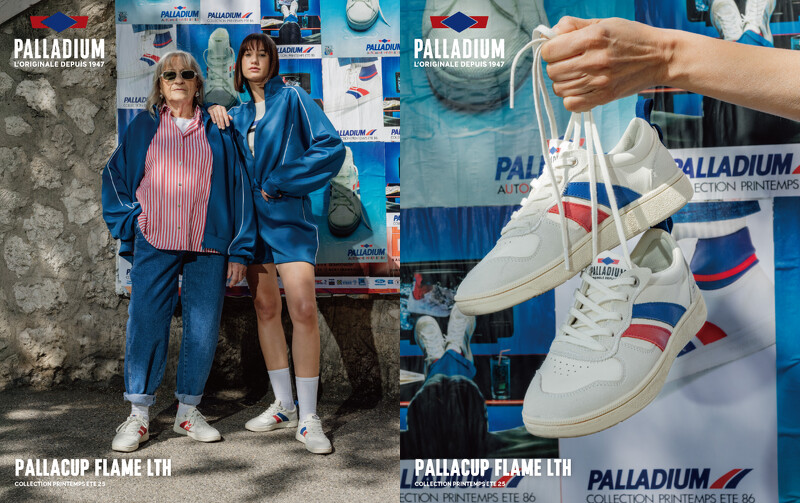 PALLACUP 復古休閒鞋以法國國旗紅、藍、白經典配色搭配復古鞋型，完美呈現出獨特的復古法式運動風情