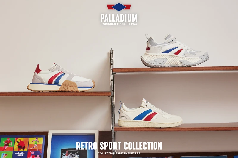 PALLADIUM以經典藍紅彎刀火焰標誌復刻推出RETRO SPORT復古運動系列 帶來PALLACUP FLAME、TROOP RUNNER FLAME、OFF/BOUND FLAME三大主打復古休閒鞋