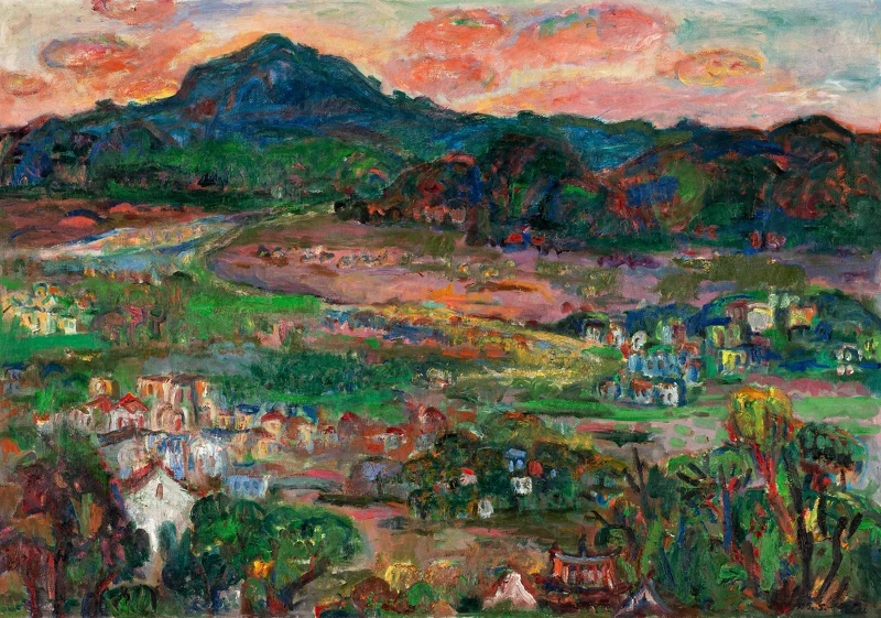 賴純純，《陽明黃昏》，1975，油彩、畫布，113 × 163公分，藝術家自藏。圖像由臺北市立美術館提供。