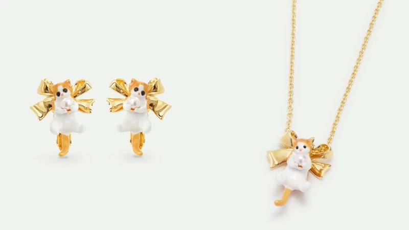 橘貓耳環 NT7,200、橘貓項鍊 NT7,200