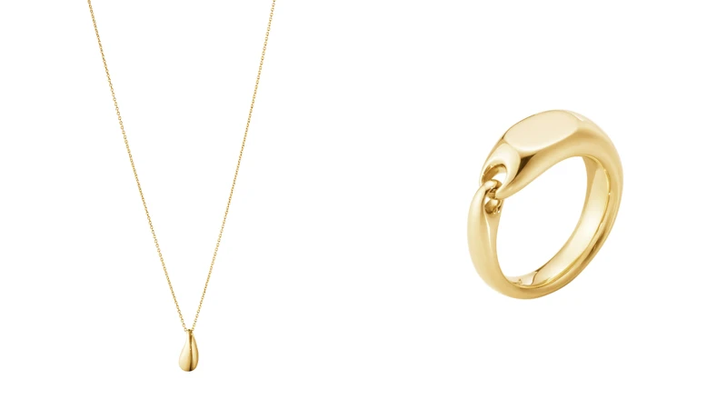 REFLECT系列18K黃金項鍊(小)、REFLECT系列18K黃金圖章戒指。